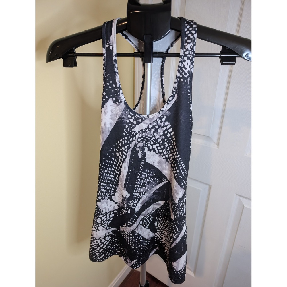 Lululemon Cool Racerback Tank Top Women 4 Black White Static‎ Mist Activewear